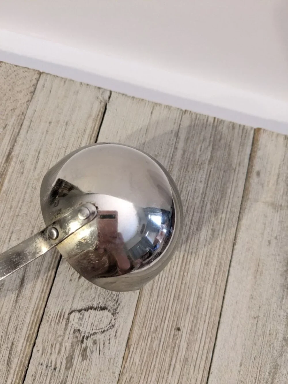Vintage Ekco Flint Ladle Stainless Steel Wood Handle 11 3/4